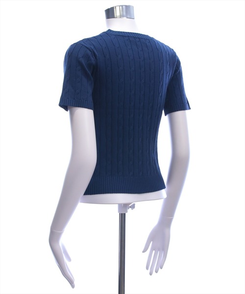 U.S. POLO ASSN.(ユーエスポロアッスン)の「【U.S. POLO ASSN.】clear 別注 クルーネックケーブル半袖ニットトップス(ニット/セーター・レディース・イエロー系その他/アイボリー/ネイビー/ブルーグレー/ブラウン・F)」の17枚目の写真