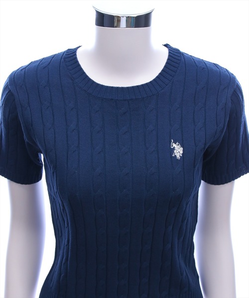 U.S. POLO ASSN.(ユーエスポロアッスン)の「【U.S. POLO ASSN.】clear 別注 クルーネックケーブル半袖ニットトップス(ニット/セーター・レディース・イエロー系その他/アイボリー/ネイビー/ブルーグレー/ブラウン・F)」の19枚目の写真