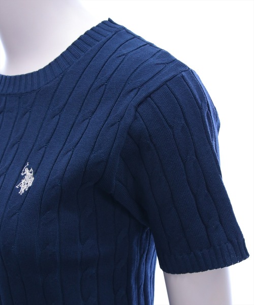 U.S. POLO ASSN.(ユーエスポロアッスン)の「【U.S. POLO ASSN.】clear 別注 クルーネックケーブル半袖ニットトップス(ニット/セーター・レディース・イエロー系その他/アイボリー/ネイビー/ブルーグレー/ブラウン・F)」の20枚目の写真