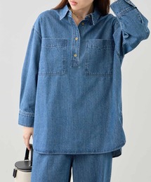 Idnes オーバーサイズ デニムスキッパーブラウス
