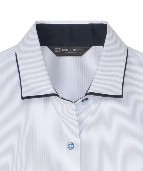 TOKYO SHIRTS（トウキョウシャツ）の「【透け防止】 形態安定ノンアイロン ワイド 7分袖ビジネスワイシャツ（ビジネスシャツ・レディース・ブルー・XL/M/S/LL/L）」の4枚目の写真