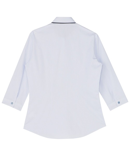 TOKYO SHIRTS（トウキョウシャツ）の「【透け防止】 形態安定ノンアイロン ワイド 7分袖ビジネスワイシャツ（ビジネスシャツ・レディース・ブルー・XL/M/S/LL/L）」の5枚目の写真