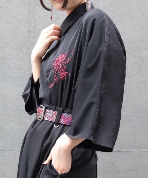 REZEN（リゼン）の「菊刺繍半袖シャツ（シャツ/ブラウス・メンズ・ブルーパープル/ライトグレー/アイボリー/ローズ・MEDIUM/LARGE）」の19枚目の写真