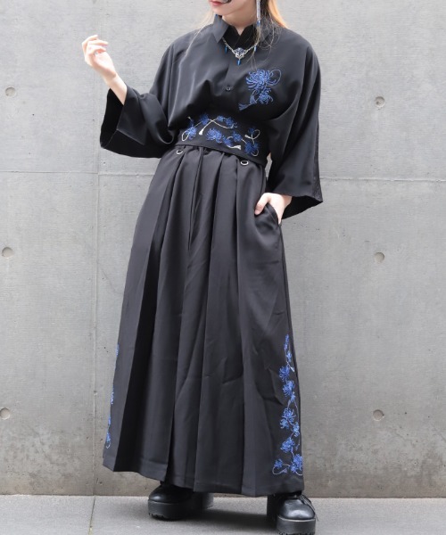 REZEN（リゼン）の「菊刺繍半袖シャツ（シャツ/ブラウス・メンズ・ブルーパープル/ライトグレー/アイボリー/ローズ・MEDIUM/LARGE）」の9枚目の写真