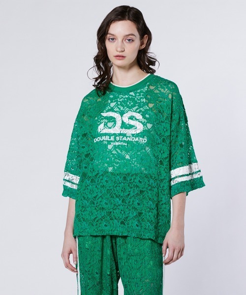 ESSENTIAL(エッセンシャル)の「フラワーラッセルレーストップス(Tシャツ/カットソー・レディース・オフホワイト/グリーン・FREE)」の2枚目の写真