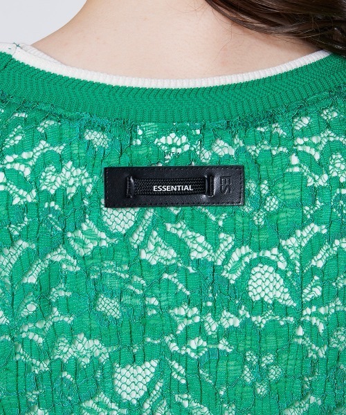 ESSENTIAL(エッセンシャル)の「フラワーラッセルレーストップス(Tシャツ/カットソー・レディース・オフホワイト/グリーン・FREE)」の9枚目の写真