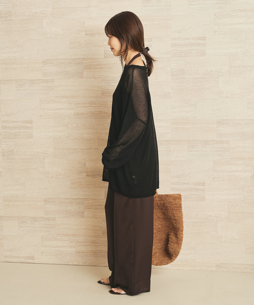 plage(プラージュ)の「《追加》Linen/ny long プルオーバー 2(ニット/セーター・レディース・ライトグレー/ブラック・FREE)」の7枚目の写真