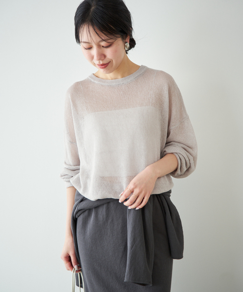 plage(プラージュ)の「《追加》Linen/ny long プルオーバー 2(ニット/セーター・レディース・ライトグレー/ブラック・FREE)」の16枚目の写真