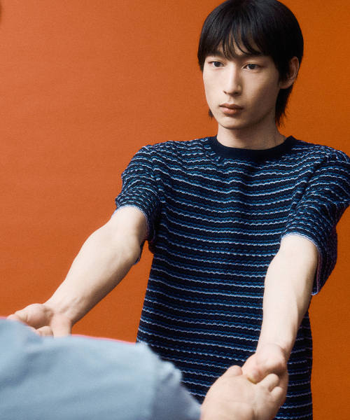INTEMPOMOOD(インテンポムード)の「フィッシュピンストライプニット : 2カラー(ニット/セーター・レディース・ブルー/ネイビー・LARGE/MEDIUM)」の3枚目の写真