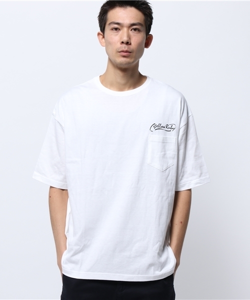 YELLOW RUBY(イエロールビー)の「BIG Pocket s/s Tee / ビッグシルエット / ポケットTシャツ(Tシャツ/カットソー・メンズ・ホワイト/ブラック/ミックスグレー・LARGE/MEDIUM)」の1枚目の写真