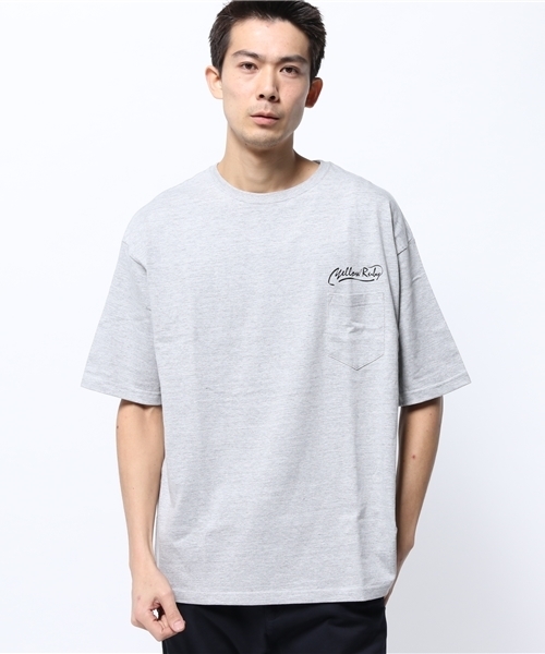 YELLOW RUBY(イエロールビー)の「BIG Pocket s/s Tee / ビッグシルエット / ポケットTシャツ(Tシャツ/カットソー・メンズ・ホワイト/ブラック/ミックスグレー・LARGE/MEDIUM)」の3枚目の写真