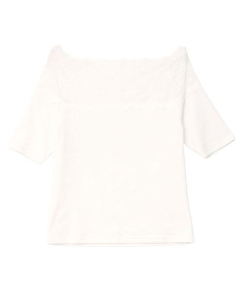 KOBE LETTUCE（コウベレタス）の「レース切替オフショルトップス（Tシャツ/カットソー・レディース・ベージュ系/ブラック/サックスブルー/オフホワイト・M）」の7枚目の写真