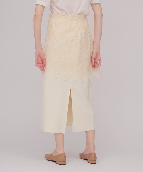 DRESSLAVE(ドレスレイブ)の「lace twinset skirt(レースツインセットスカート)(スカート・レディース・ホワイト/ネイビー・38)」の4枚目の写真