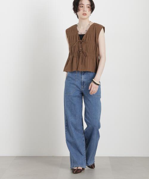 SOMETHING(サムシング)の「SOMETHING/LISA LACE UP WIDE(デニムパンツ・レディース・ブルー/ダークブルー・M/S/XS)」の5枚目の写真