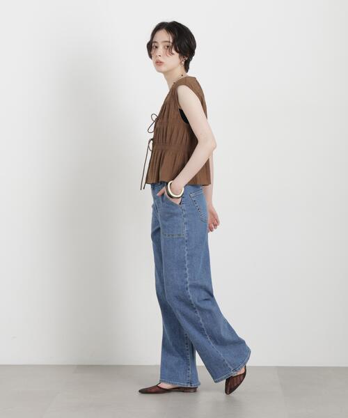 SOMETHING(サムシング)の「SOMETHING/LISA LACE UP WIDE(デニムパンツ・レディース・ブルー/ダークブルー・M/S/XS)」の6枚目の写真