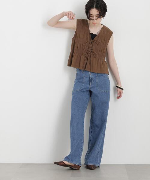 SOMETHING(サムシング)の「SOMETHING/LISA LACE UP WIDE(デニムパンツ・レディース・ブルー/ダークブルー・M/S/XS)」の8枚目の写真