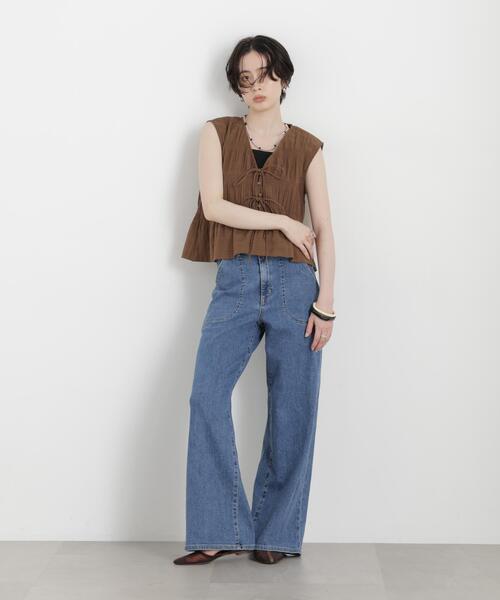 SOMETHING(サムシング)の「SOMETHING/LISA LACE UP WIDE(デニムパンツ・レディース・ブルー/ダークブルー・M/S/XS)」の9枚目の写真