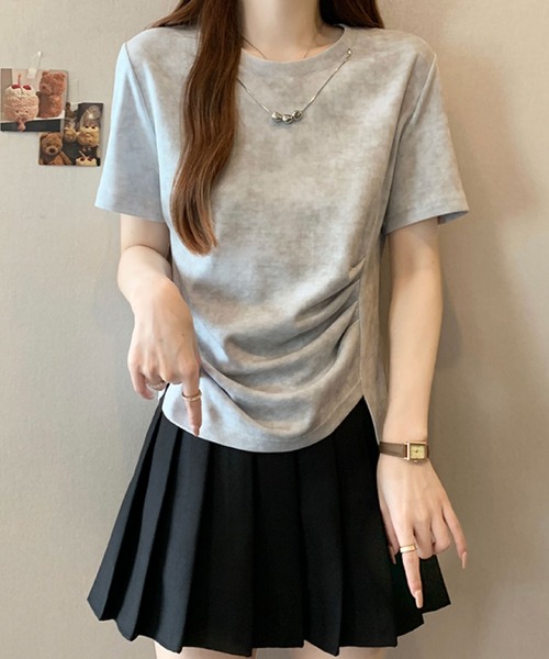 2ly2(トゥーリートゥー)の「タイダイ風デザイン ドレープトップス(Tシャツ/カットソー・レディース・ブルー/イエロー/グレー/アイボリー・FREE)」の7枚目の写真