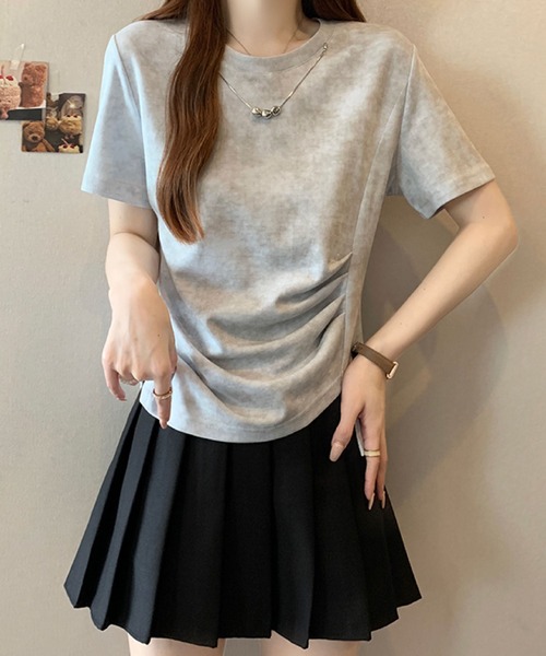2ly2(トゥーリートゥー)の「タイダイ風デザイン ドレープトップス(Tシャツ/カットソー・レディース・ブルー/イエロー/グレー/アイボリー・FREE)」の8枚目の写真