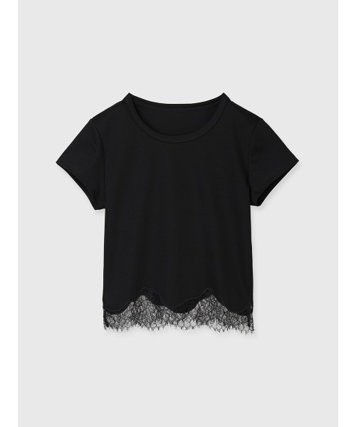 anuans(アニュアンス)の「シルクタッチコットンレーストリムコンパクトTシャツ(Tシャツ/カットソー・レディース・ホワイト/ブラック・SMALL/MEDIUM)」の15枚目の写真