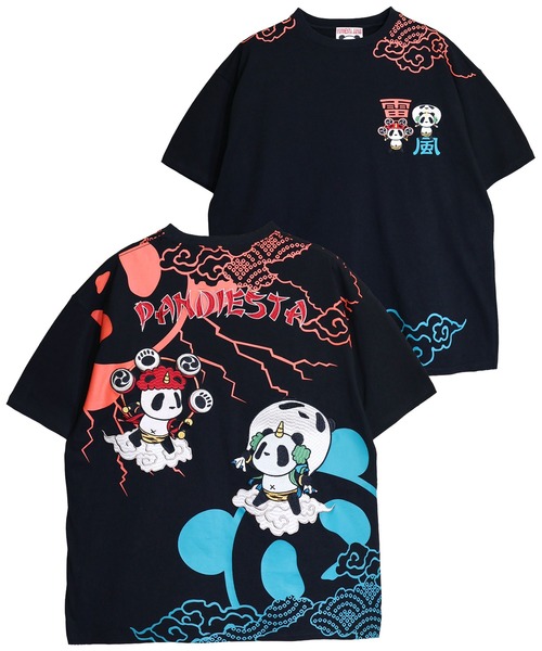 PANDIESTA（パンディエスタ）の「風雷熊猫Tシャツ(M2)（Tシャツ/カットソー・メンズ・ホワイト/ブラック・M/XL/XXL/L）」の2枚目の写真