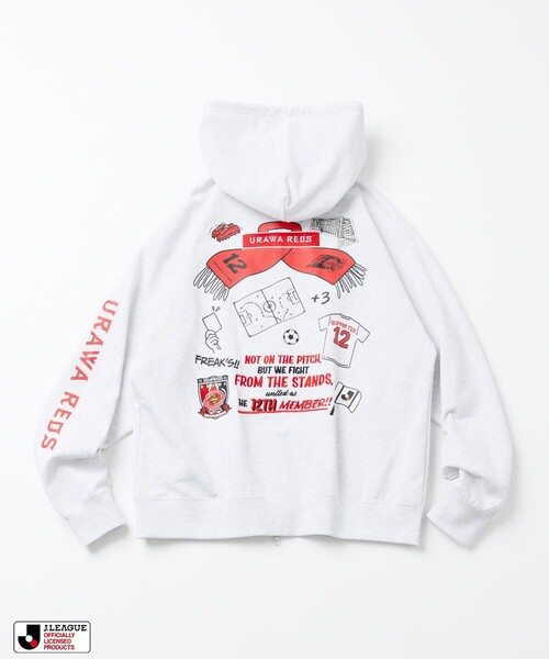 FREAK'S STORE(フリークスストア)の「J.LEAGUE × FREAK’S STORE 別注SUPPORTERS ZIP HOODIE【浦和レッズ】(パーカー・メンズ・ライトグレー/チャコールグレー・SMALL/MEDIUM)」の9枚目の写真