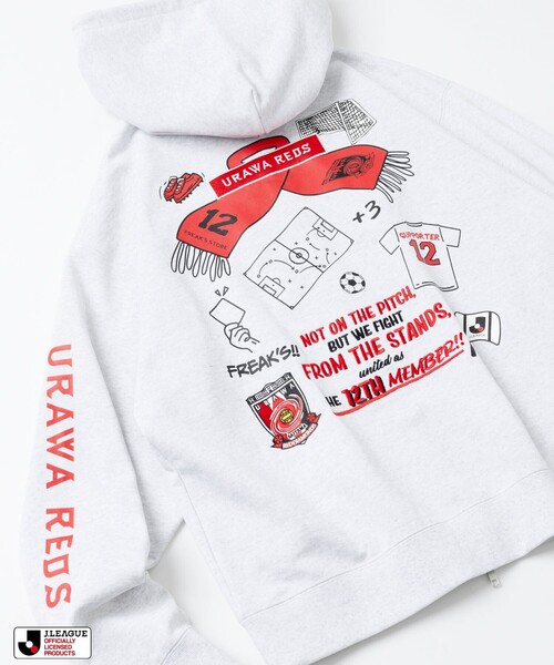 FREAK'S STORE(フリークスストア)の「J.LEAGUE × FREAK’S STORE 別注SUPPORTERS ZIP HOODIE【浦和レッズ】(パーカー・メンズ・ライトグレー/チャコールグレー・SMALL/MEDIUM)」の10枚目の写真