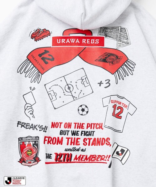 FREAK'S STORE(フリークスストア)の「J.LEAGUE × FREAK’S STORE 別注SUPPORTERS ZIP HOODIE【浦和レッズ】(パーカー・メンズ・ライトグレー/チャコールグレー・SMALL/MEDIUM)」の11枚目の写真