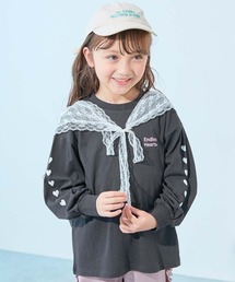 devirock（デビロック）の「綿100% デビラボ ガールズ BIGシルエットプリント袖リブ 長袖Tシャツ（Tシャツ/カットソー）」