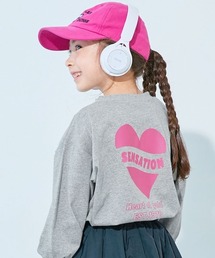 devirock（デビロック）の「綿100% デビラボ ガールズ BIGシルエットプリント袖リブ 長袖Tシャツ（Tシャツ/カットソー）」