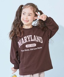 devirock（デビロック）の「綿100% デビラボ ガールズ BIGシルエットプリント袖リブ 長袖Tシャツ（Tシャツ/カットソー）」
