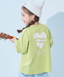 devirock（デビロック）の「綿100% デビラボ ガールズ BIGシルエットプリント袖リブ 長袖Tシャツ（Tシャツ/カットソー）」