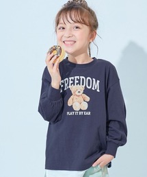 devirock（デビロック）の「綿100% デビラボ ガールズ BIGシルエットプリント袖リブ 長袖Tシャツ（Tシャツ/カットソー）」