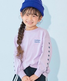 devirock（デビロック）の「綿100% デビラボ ガールズ BIGシルエットプリント袖リブ 長袖Tシャツ（Tシャツ/カットソー）」