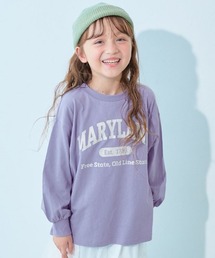 devirock（デビロック）の「綿100% デビラボ ガールズ BIGシルエットプリント袖リブ 長袖Tシャツ（Tシャツ/カットソー）」