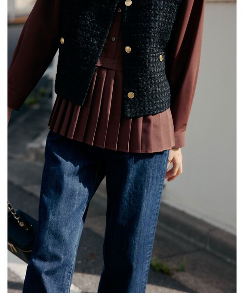green label relaxing（グリーンレーベルリラクシング）の「［size SHORTあり］スソ プリーツ シャツ マシンウォッシャブル 吸水速乾（シャツ/ブラウス・レディース・ライトブルー/ダークブラウン/オフホワイト/ケリーグリーン・FREE/SHORT）」の10枚目の写真