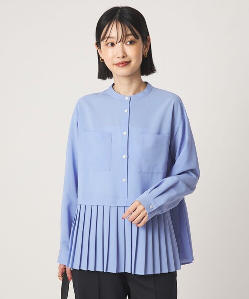 green label relaxing（グリーンレーベルリラクシング）の「［size SHORTあり］スソ プリーツ シャツ マシンウォッシャブル 吸水速乾（シャツ/ブラウス・レディース・ライトブルー/ダークブラウン/オフホワイト/ケリーグリーン・FREE/SHORT）」の13枚目の写真