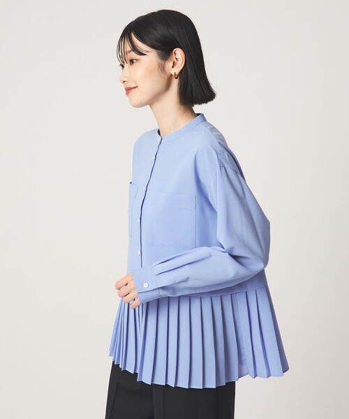 green label relaxing（グリーンレーベルリラクシング）の「［size SHORTあり］スソ プリーツ シャツ マシンウォッシャブル 吸水速乾（シャツ/ブラウス・レディース・ライトブルー/ダークブラウン/オフホワイト/ケリーグリーン・FREE/SHORT）」の14枚目の写真