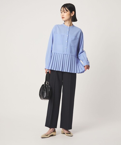 green label relaxing（グリーンレーベルリラクシング）の「［size SHORTあり］スソ プリーツ シャツ マシンウォッシャブル 吸水速乾（シャツ/ブラウス・レディース・ライトブルー/ダークブラウン/オフホワイト/ケリーグリーン・FREE/SHORT）」の15枚目の写真