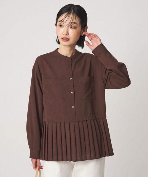 green label relaxing（グリーンレーベルリラクシング）の「［size SHORTあり］スソ プリーツ シャツ マシンウォッシャブル 吸水速乾（シャツ/ブラウス・レディース・ライトブルー/ダークブラウン/オフホワイト/ケリーグリーン・FREE/SHORT）」の19枚目の写真
