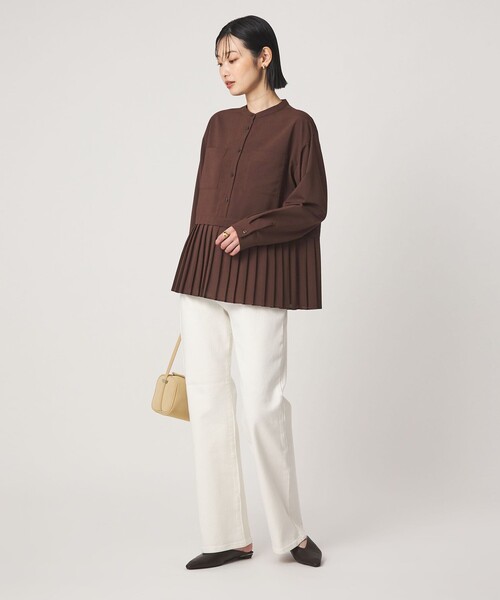 green label relaxing（グリーンレーベルリラクシング）の「［size SHORTあり］スソ プリーツ シャツ マシンウォッシャブル 吸水速乾（シャツ/ブラウス・レディース・ライトブルー/ダークブラウン/オフホワイト/ケリーグリーン・FREE/SHORT）」の21枚目の写真