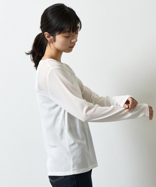 COLONY 2139(コロニートゥーワンスリーナイン)の「シアーヘンリーネックTシャツ(Tシャツ/カットソー・レディース・レッド/チャコールグレー/ホワイト/ブラック・FREE)」の11枚目の写真