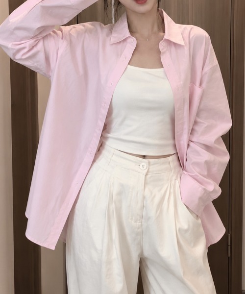 NANEA(ナネア)の「ロングレギュラーカラーシャツ(シャツ/ブラウス・レディース・ホワイト/ブルー/ピンク・MEDIUM)」の6枚目の写真