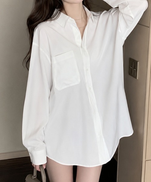 NANEA(ナネア)の「ロングレギュラーカラーシャツ(シャツ/ブラウス・レディース・ホワイト/ブルー/ピンク・MEDIUM)」の10枚目の写真