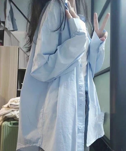 NANEA(ナネア)の「ロングレギュラーカラーシャツ(シャツ/ブラウス・レディース・ホワイト/ブルー/ピンク・MEDIUM)」の11枚目の写真