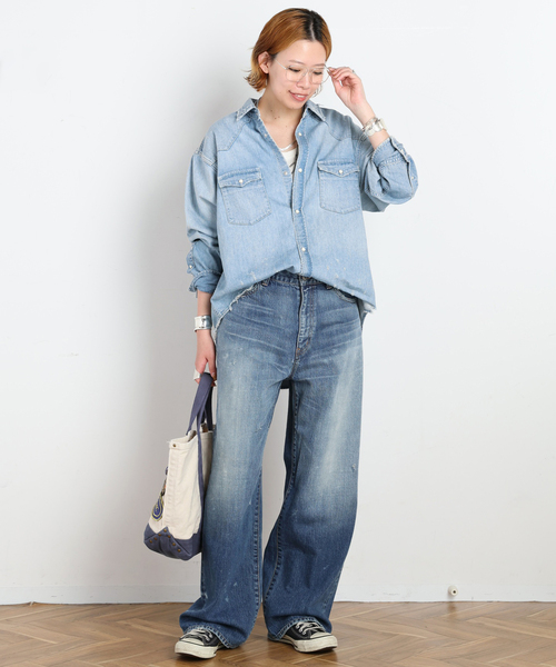 AP STUDIO(エーピーストゥディオ)の「【BELL SYSTEM/ベルシステム】別注Distressed Tote Bag(トートバッグ・レディース・ネイビー/ブラウン・FREE)」の3枚目の写真