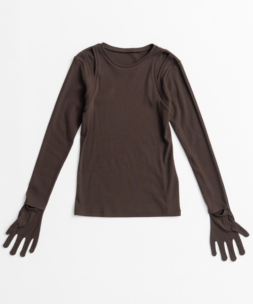 MAISON SPECIAL(メゾンスペシャル)の「Glove Rib Jersey Top/グローブリブカットソートップス(Tシャツ/カットソー・レディース・ブラウン/ブラック/パープル・FREE)」の22枚目の写真