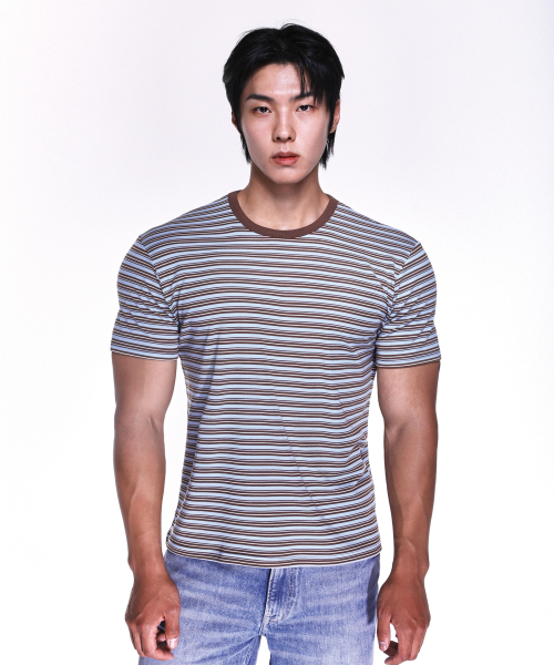 RVD(アールブイディー)の「クロップストライプモーダルマッスルフィットリンガーティー(ネイビー)(Tシャツ/カットソー・メンズ・その他・LARGE/X-LARGE/2XL)」の2枚目の写真