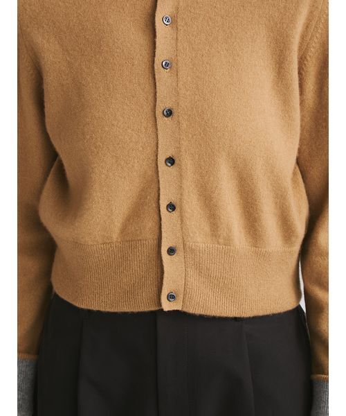 MIESROHE（ミースロエ）の「バイカラーカシミアコンパクトニットカーデ（カーディガン/ボレロ・レディース・イエロー/グレー/キャメル・F）」の8枚目の写真