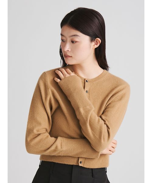 MIESROHE（ミースロエ）の「バイカラーカシミアコンパクトニットカーデ（カーディガン/ボレロ・レディース・イエロー/グレー/キャメル・F）」の10枚目の写真